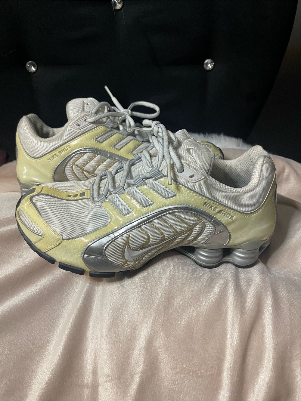 Nike Women's Navina Shox + Sneakers - Pale Yellow & Silver 9.5
